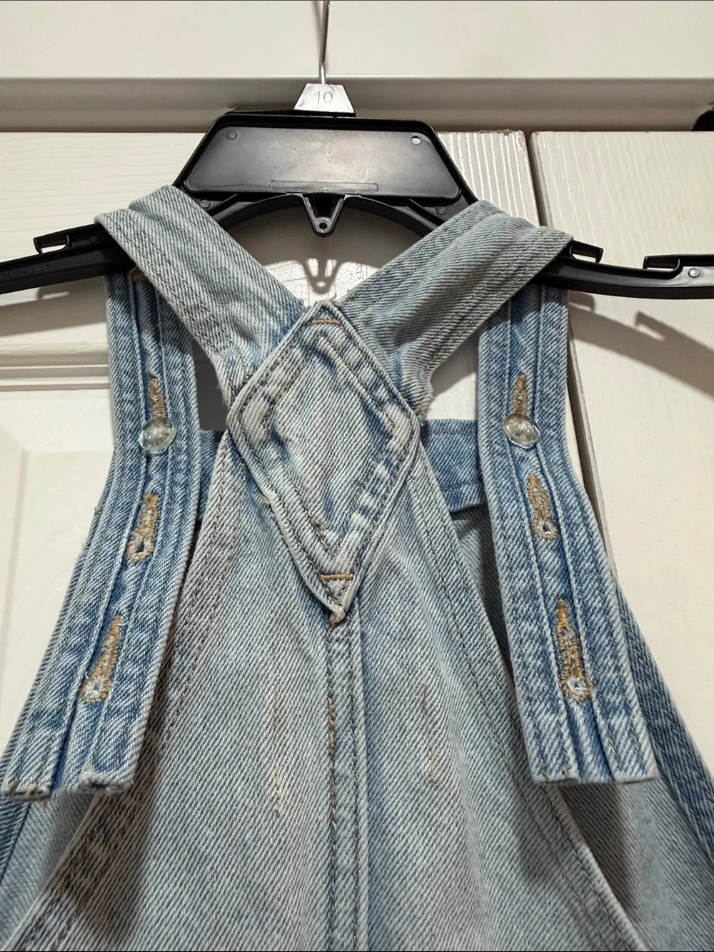 Old Navy Kids Light Blue Denim Overall Dress with Front Zip Small 6/7‎